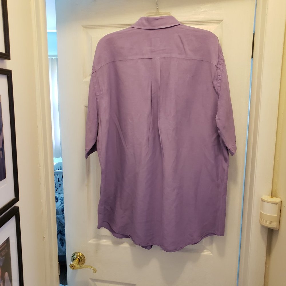 Peter Millar Short Sleeve Button Down Shirt Size XL Purple 66%Linen 34%silk - Picture 4 of 4